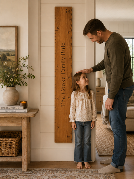 engraved oak height chart